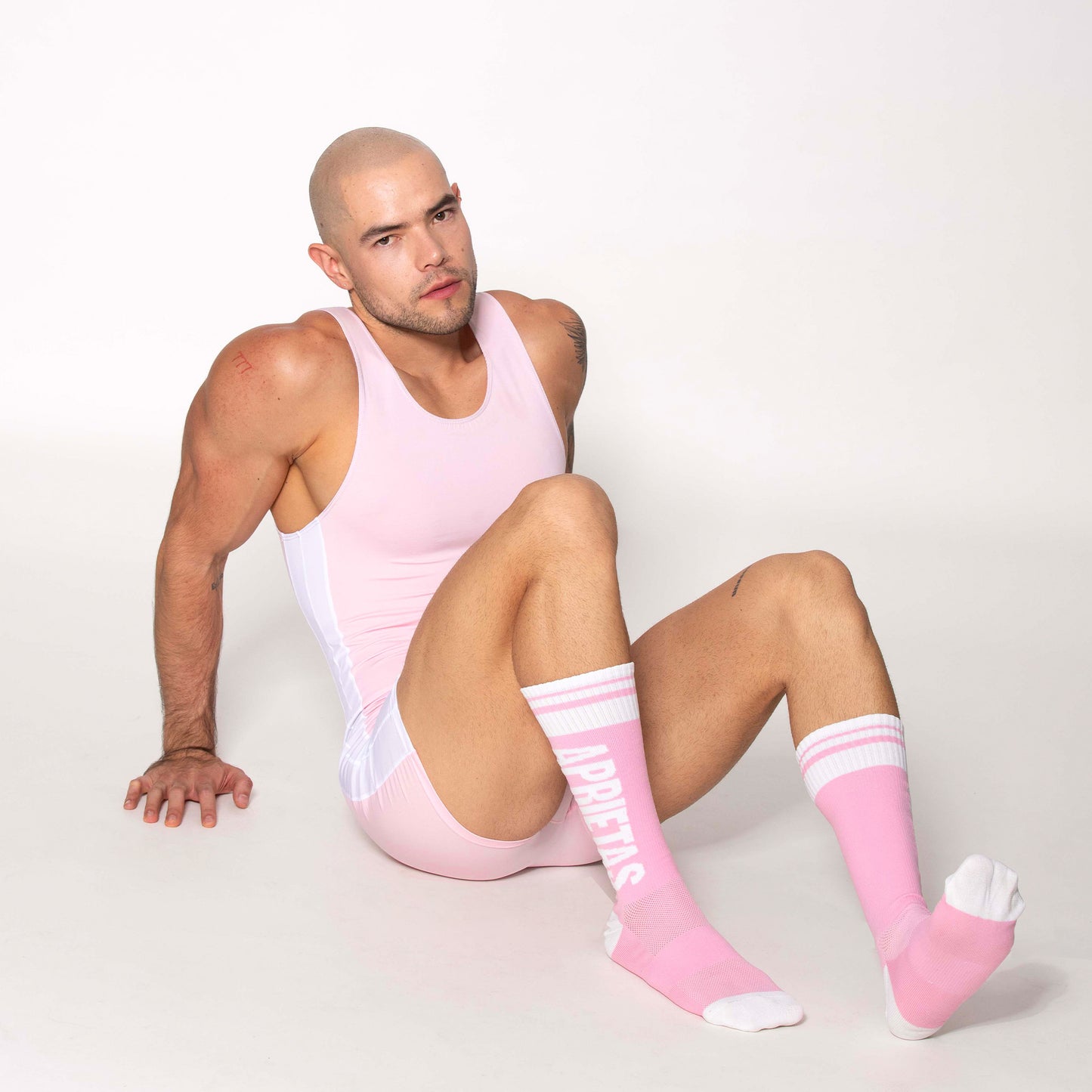 LUCHADOR ROSA FRANJA BLANCA