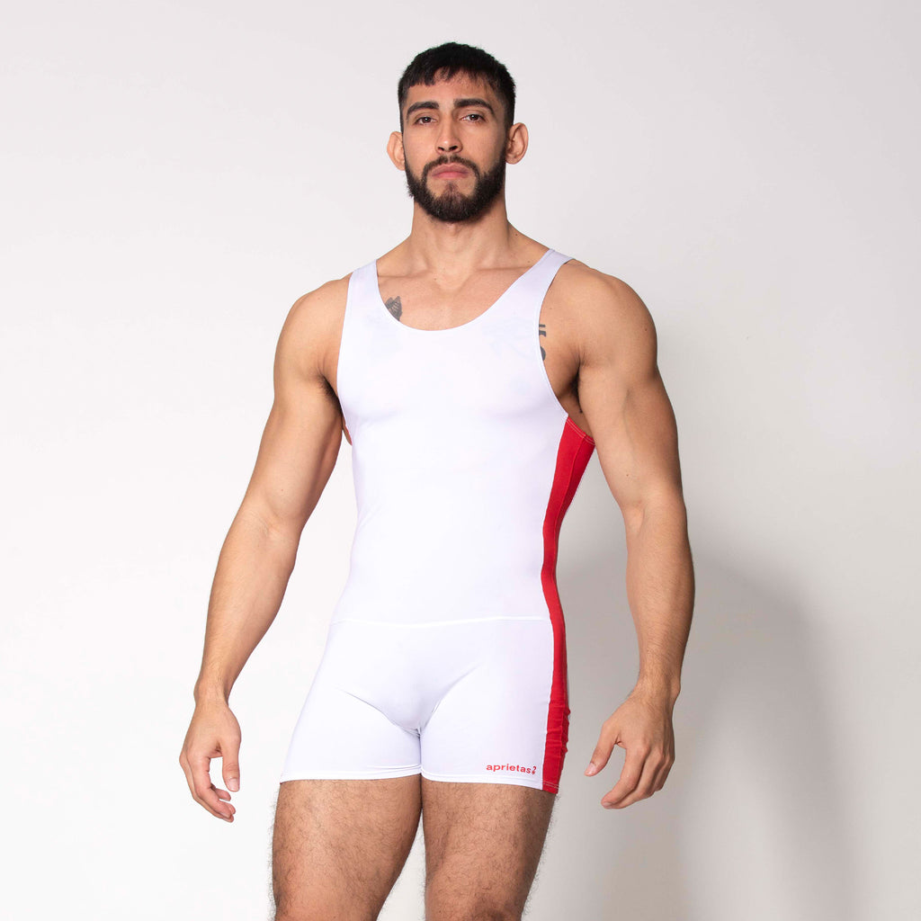 LUCHADOR BLANCO FRANJA ROJA