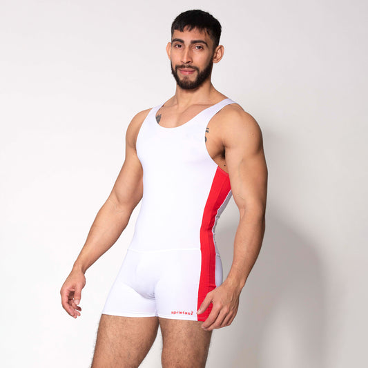LUCHADOR BLANCO FRANJA ROJA