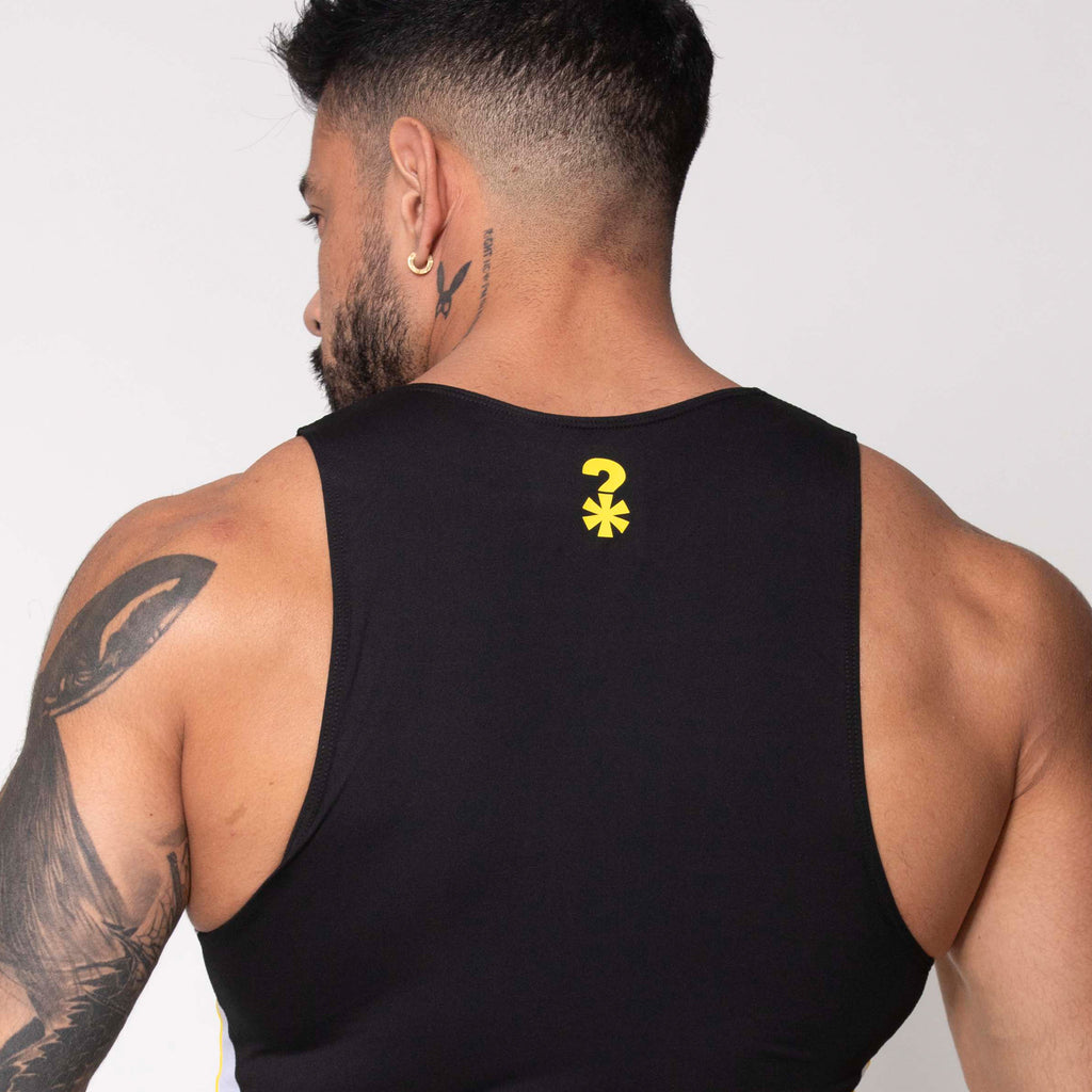 LUCHADOR NEGRO FRANJA AMARILLA-BLANCA