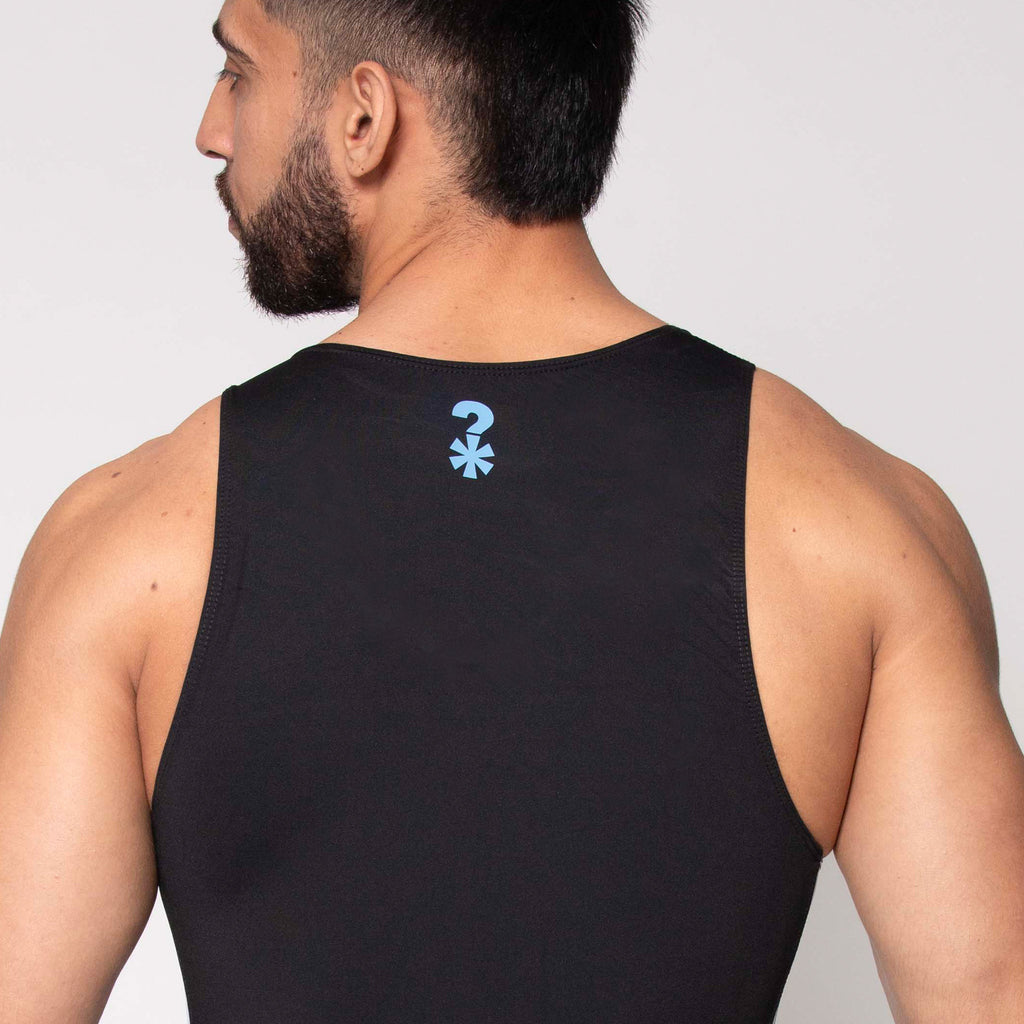 LUCHADOR NEGRO FRANJA AZUL-BLANCA