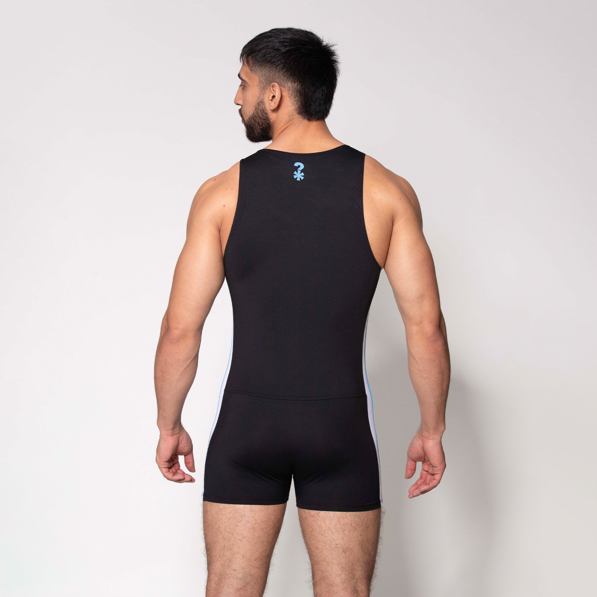 LUCHADOR NEGRO FRANJA AZUL-BLANCA