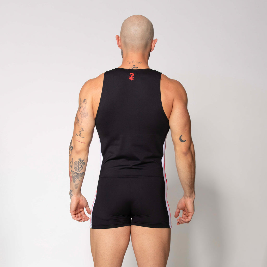 LUCHADOR NEGRO FRANJA ROJA-BLANCA