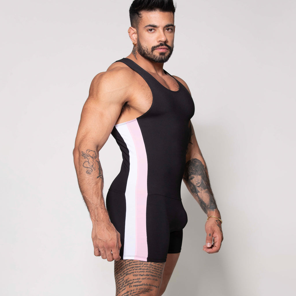LUCHADOR NEGRO FRANJA ROSA-BLANCA