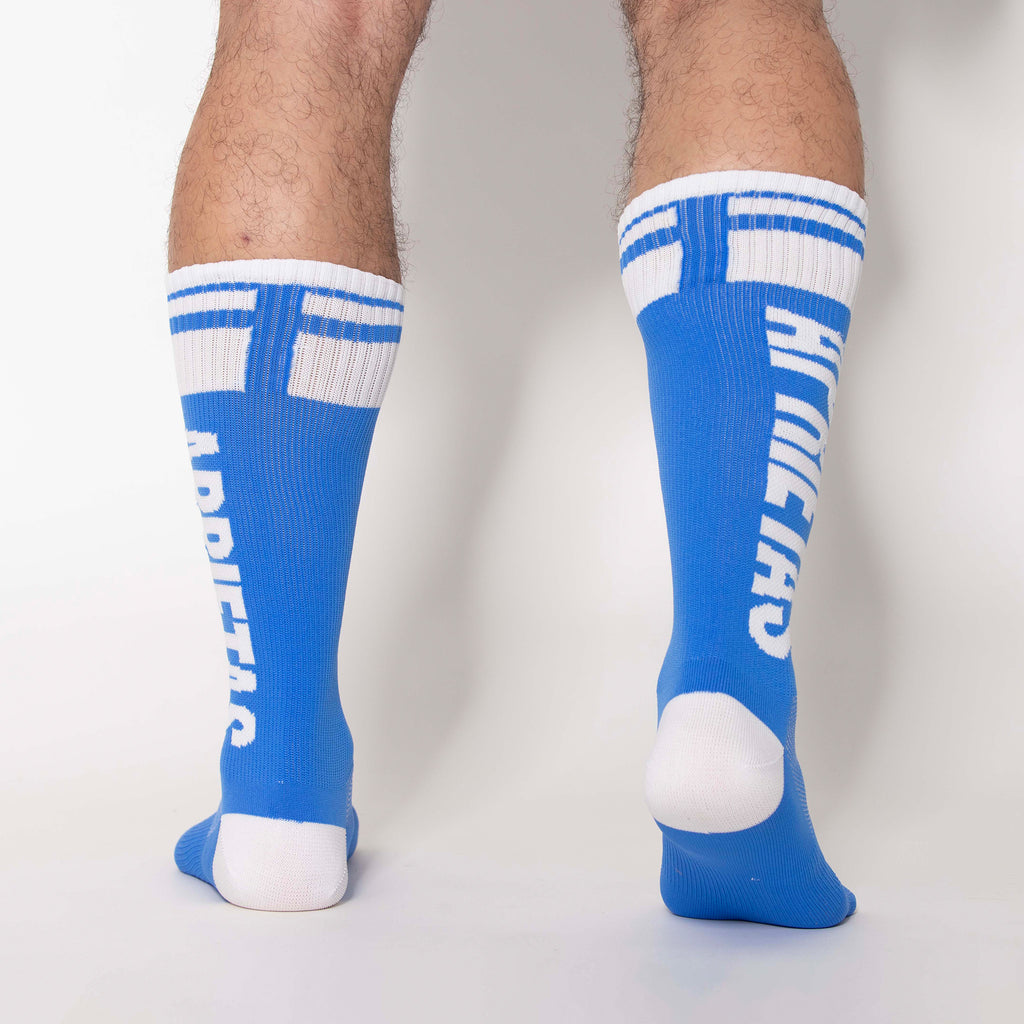 MEDIAS SPORT APRIETAS LETTERS AZULES