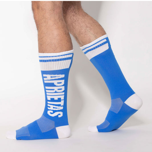 MEDIAS APRIETAS LETTERS AZUL-BLANCO
