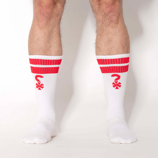 MEDIAS APRIETAS BRAND BLANCO-ROJO